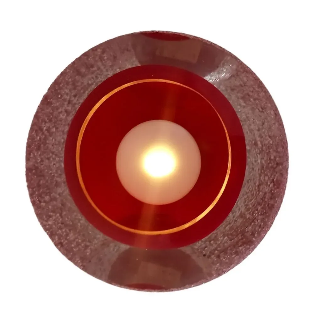 Fifth Ave Crystal‎ Candle Holder Geode Sugar Textured Red Tealight Votive GOTH.
